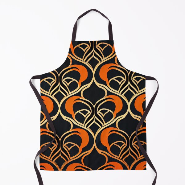 Artikelvorschau, Black Orange Hollywood Regency Pattern Digital Painting entworfen und verkauft von CodeAndColors.