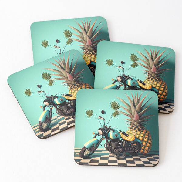Item preview, Motorcycle  Pineapples on Plaid Digital Painting designed and sold by CodeAndColors.