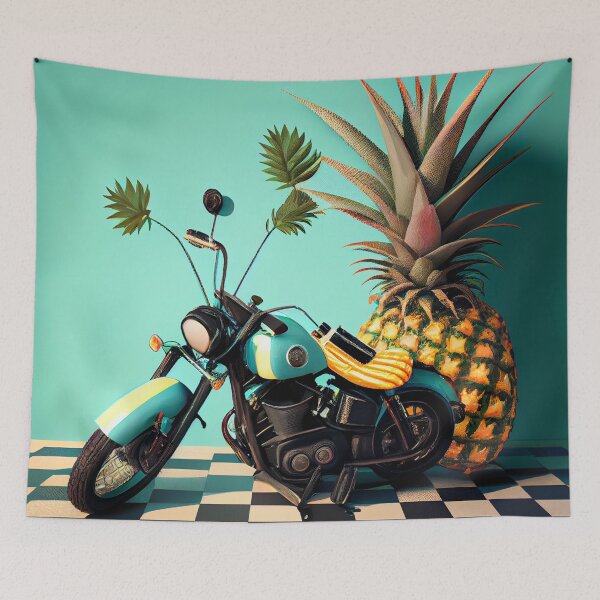 Item preview, Motorcycle  Pineapples on Plaid Digital Painting designed and sold by CodeAndColors.