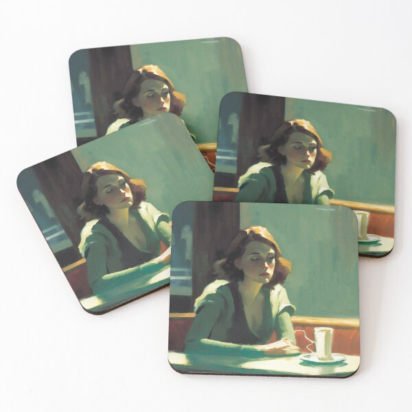 Item preview, Lonely woman in night cafe, vintage art designed and sold by Lonesomefolk.