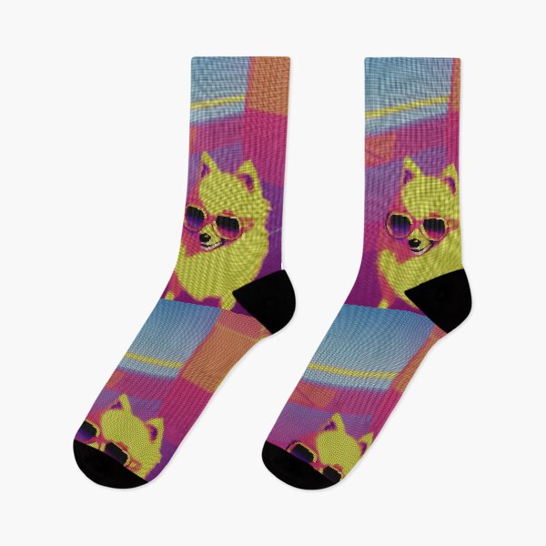 Item preview, Colorful Abstract Pomeranian Wearing Sunglasses 8-bit Pixel Art designed and sold by PixelDripped.