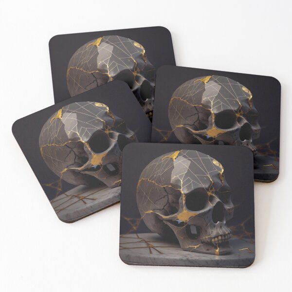 Item preview, Black Gold Kintsugi skull, Skull Art, Skull Wall Décor - Japanese art of Kintsugi 8 designed and sold by Obibobishop.