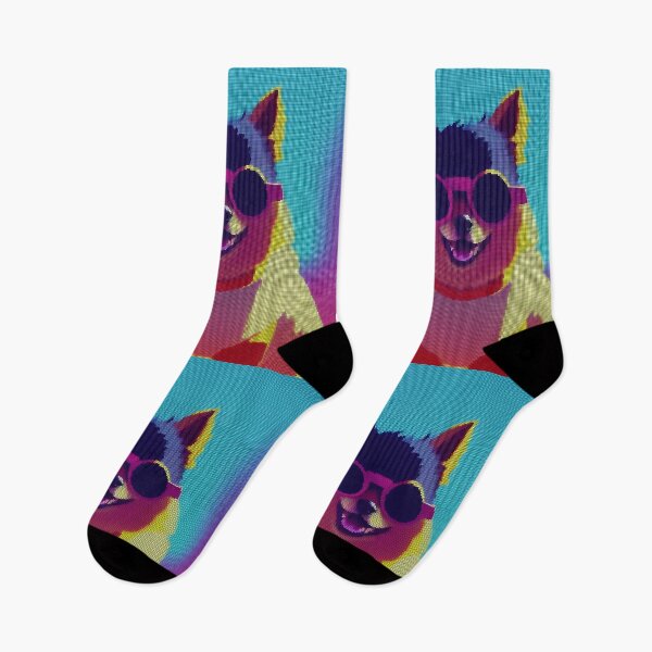 Item preview, Colorful Abstract Pomeranian Wearing Sunglasses 8-bit Pixel Art designed and sold by PixelDripped.
