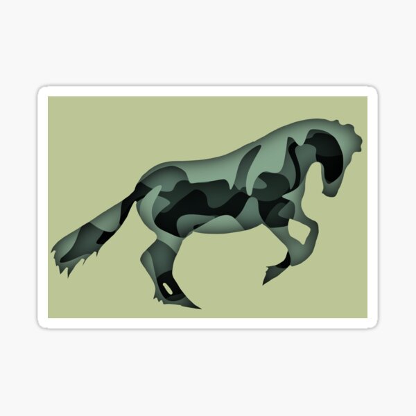 Rearing Horse Swirl Design Digital Art Sticker