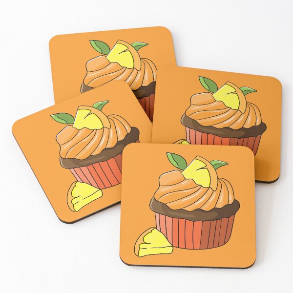Item preview, cute chocolate cupcake with whipped cream and slices of orange. kawaii chocolate muffin. cake with fruit topping.  designed and sold by Graciaisgrace.