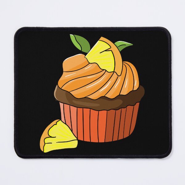 Item preview, cute chocolate cupcake with whipped cream and slices of orange. kawaii chocolate muffin. cake with fruit topping. designed and sold by Graciaisgrace.