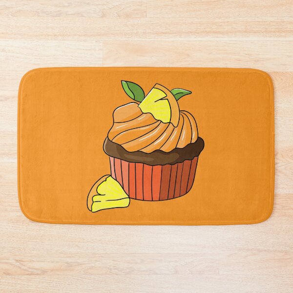 Item preview, cute chocolate cupcake with whipped cream and slices of orange. kawaii chocolate muffin. cake with fruit topping.  designed and sold by Graciaisgrace.