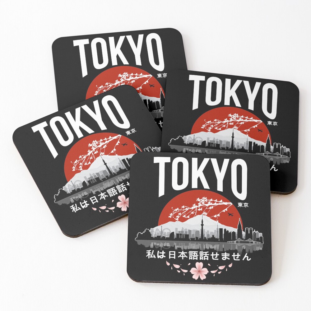 Tokyo - 'I don't speak Japanese': White Version Coasters (Set of 4)