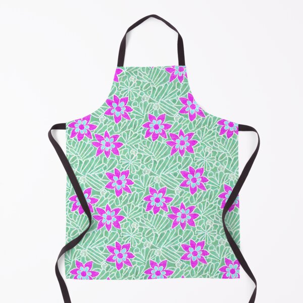 Item preview, Vibrant Pink Star Flowers on Green Geometric Pattern designed and sold by MsasaDesign.
