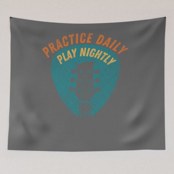 Item preview, Practice Daily Play Nightly Guitar, music and plectrum lover retro vintage designed and sold by facePale.