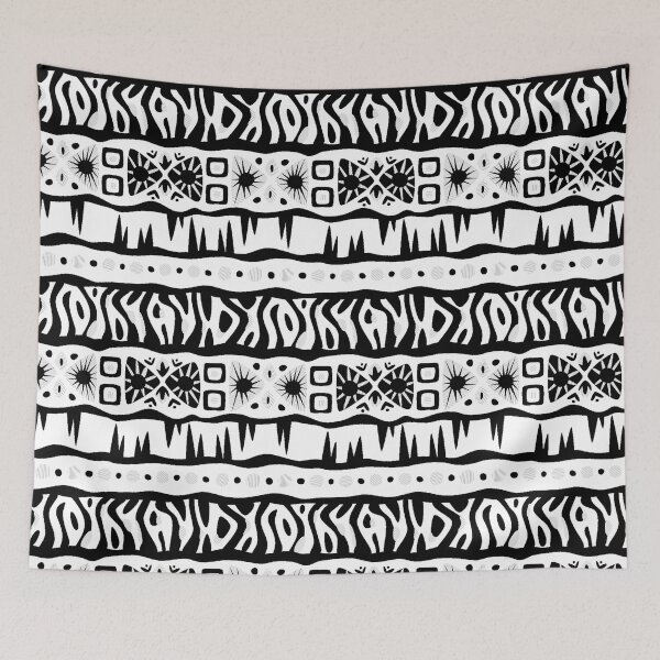 Item preview, Tribal Mudcloth Style Pattern in Black and White designed and sold by SoccaTamam.