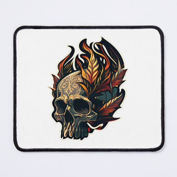Item preview, Engraved Skull with Feathers designed and sold by BoneyardGrafix.