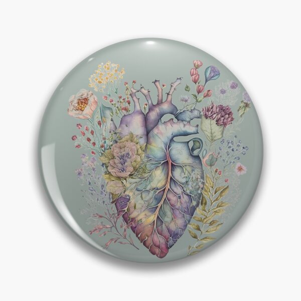 Item preview, Heart overgrown with florals 2 (cutout) - anatomy floral botanical watercolor illustration designed and sold by EmeraldeaArt.