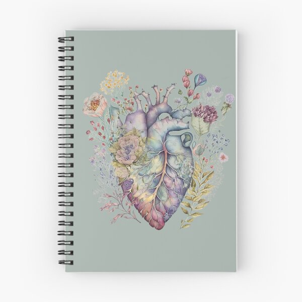 Item preview, Heart overgrown with florals 2 (cutout) - anatomy floral botanical watercolor illustration designed and sold by EmeraldeaArt.