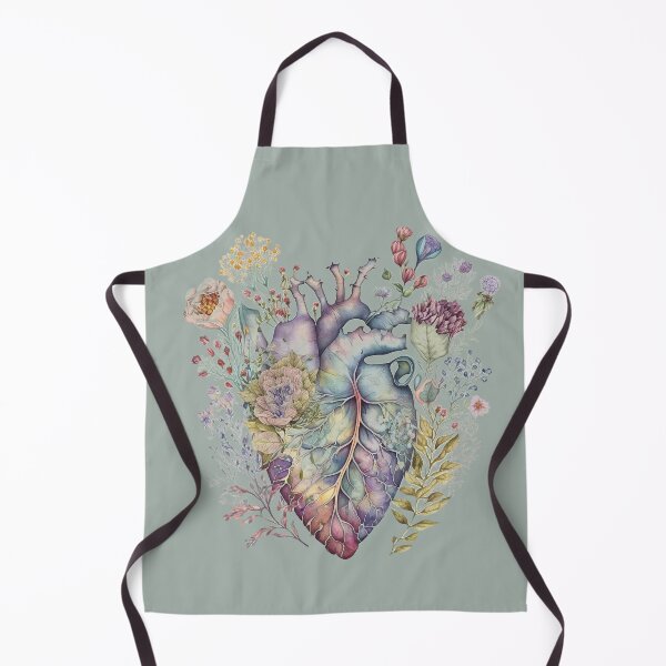 Item preview, Heart overgrown with florals 2 (cutout) - anatomy floral botanical watercolor illustration designed and sold by EmeraldeaArt.