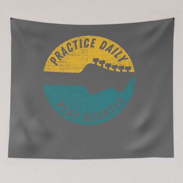 Item preview, Practice Daily Play Nightly Guitar, music and plectrum lover retro vintage designed and sold by facePale.