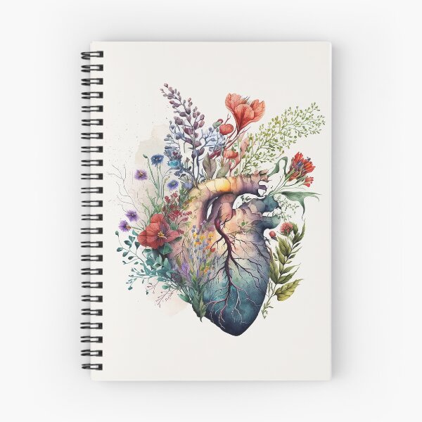 Item preview, Heart overgrown with florals 3 - anatomy floral botanical watercolor illustration designed and sold by EmeraldeaArt.