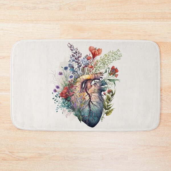 Item preview, Heart overgrown with florals 3 - anatomy floral botanical watercolor illustration designed and sold by EmeraldeaArt.