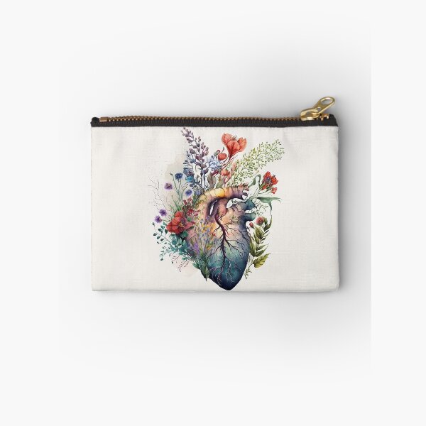 Item preview, Heart overgrown with florals 3 - anatomy floral botanical watercolor illustration designed and sold by EmeraldeaArt.
