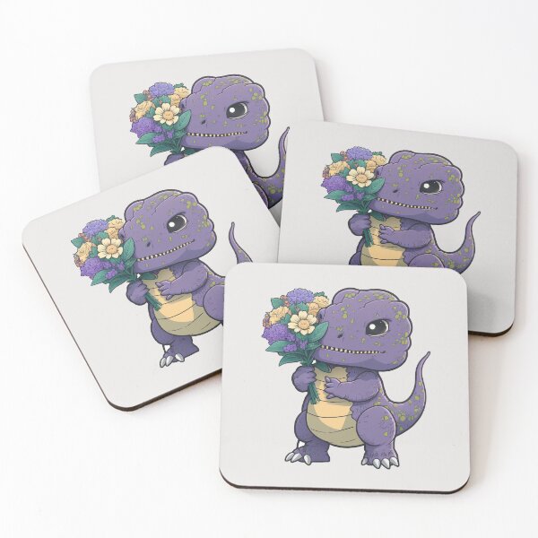 Item preview, Cute dino holding flowers designed and sold by YeKnot.