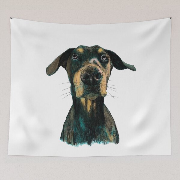 Item preview, Doberman Natural Ears Illustration Drawing designed and sold by suerussoart.
