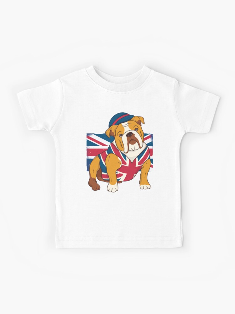 Funny English Bulldog King III Mens Charles British Flag - Kings Coronation  May 2023 - Kids T-Shirt