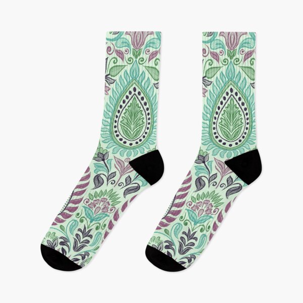 Item preview, Garden Flowers and Paisley Patterns - light Green Background designed and sold by SemDesigns1.