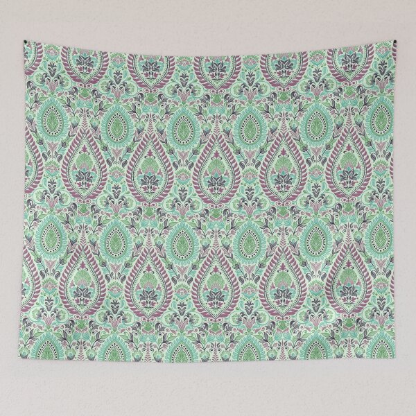Item preview, Garden Flowers and Paisley Patterns - light Green Background designed and sold by SemDesigns1.