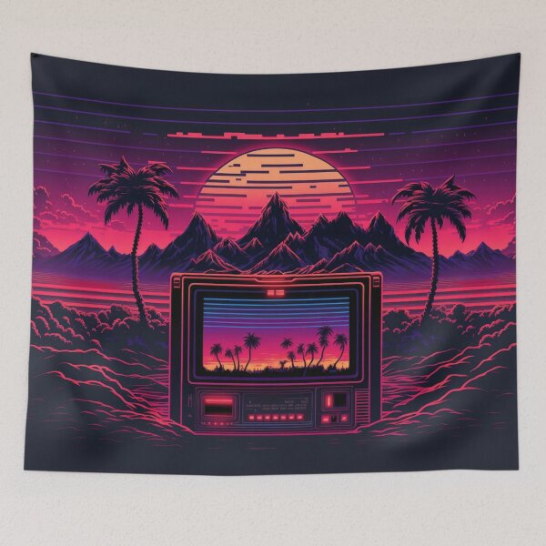 Item preview, 80s Gaming Console Mountains And Synthwave Sun designed and sold by Nightarcade.