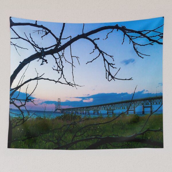 Item preview, Mackinaw Bridge Framed By Branch Silhouette designed and sold by Nalinne Jones.