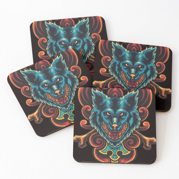 Item preview, wolf and bone tattoo illustration designed and sold by TFX Creative.