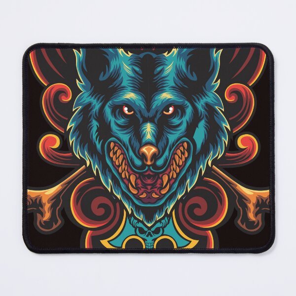 Item preview, wolf and bone tattoo illustration designed and sold by TFX Creative.