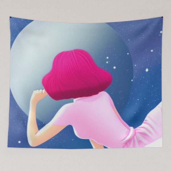 Item preview, Woman looking at the moon retro and vintage style designed and sold by Girly-Universe.
