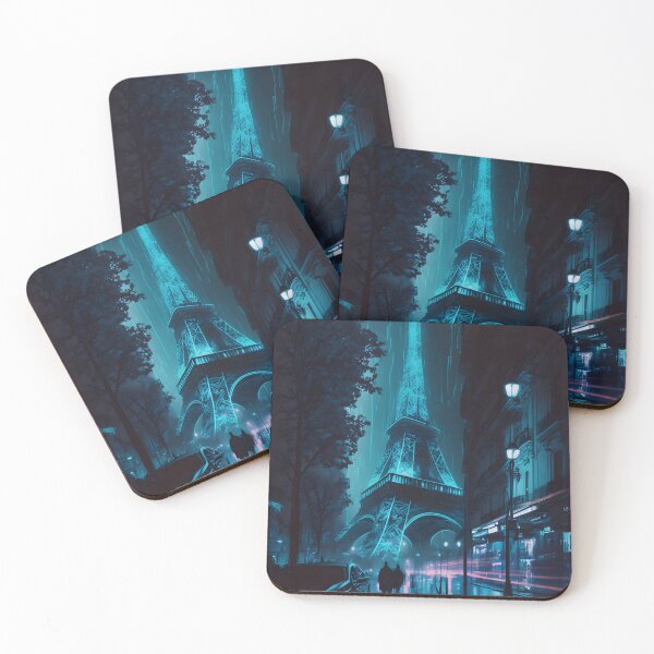 Item preview, Rainy Nights in Paris: A Neon Digital Art Tribute to the City of Lights with the Eiffel Tower as the Central Icon. designed and sold by Rais002.