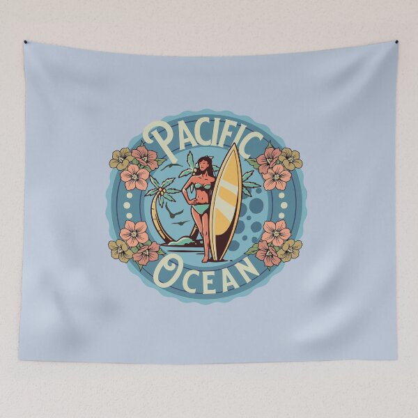 Item preview, Pacific Ocean Vintage Print for Pacific Ocean Lovers - For a beach lover, for a surfer, for a beach person. designed and sold by Wentoo.