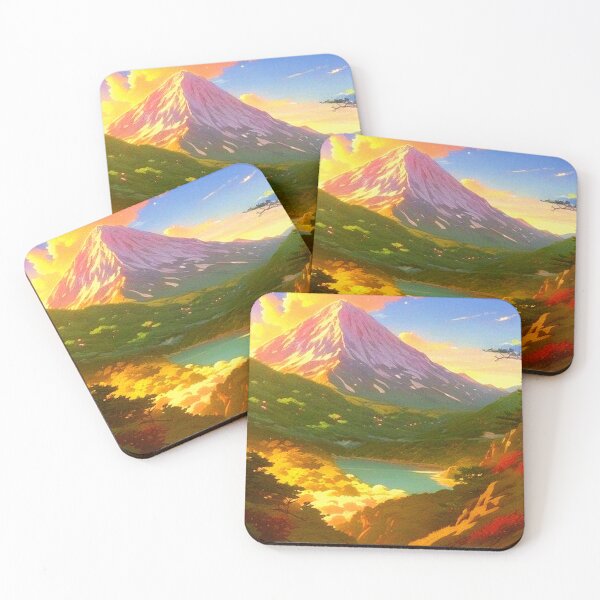 Item preview, a beautiful valley below the mountain - Anime scenery designed and sold by hedoniism-shop.