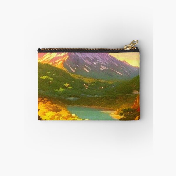Item preview, a beautiful valley below the mountain - Anime scenery designed and sold by hedoniism-shop.