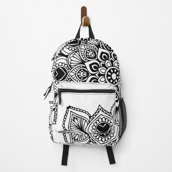 Artikelvorschau, Mandala-Boho-Blume schwarz und weiß entworfen und verkauft von SoccaTamam.