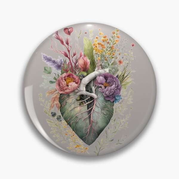 Item preview, Floral overgrown Heart - anatomy floral botanical watercolor illustration (cutout) designed and sold by EmeraldeaArt.