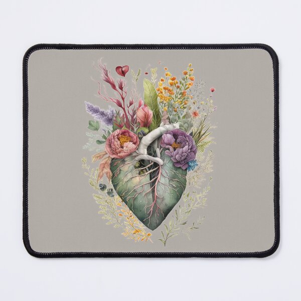 Item preview, Floral overgrown Heart - anatomy floral botanical watercolor illustration (cutout) designed and sold by EmeraldeaArt.