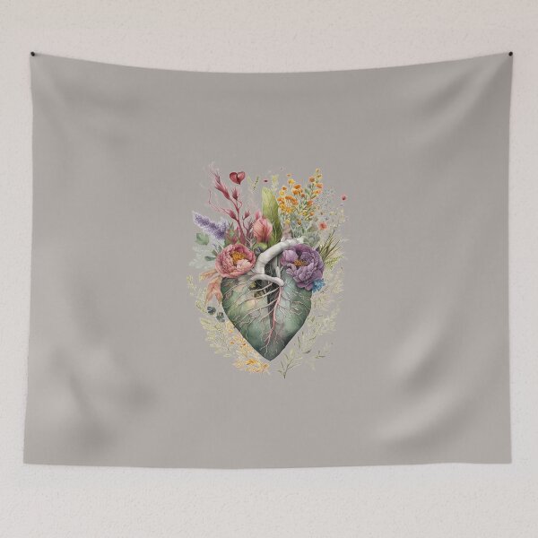 Item preview, Floral overgrown Heart - anatomy floral botanical watercolor illustration (cutout) designed and sold by EmeraldeaArt.