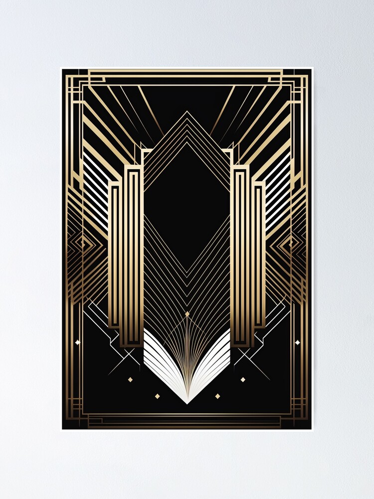 dialect uitglijden contact Gold and Black Art Deco, Art Nouveau Wall Art Vertical Print 1" Poster for  Sale by ilonitta | Redbubble