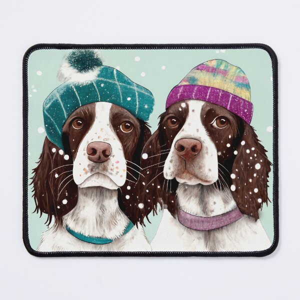 Item preview, Adorable Springer Spaniel Friends in Winter Hats designed and sold by newnomads-art.