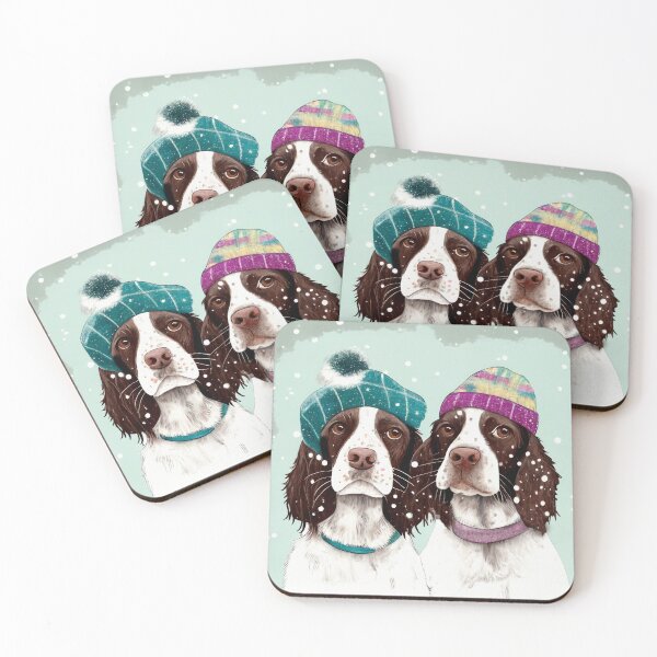 Item preview, Adorable Springer Spaniel Friends in Winter Hats designed and sold by newnomads-art.