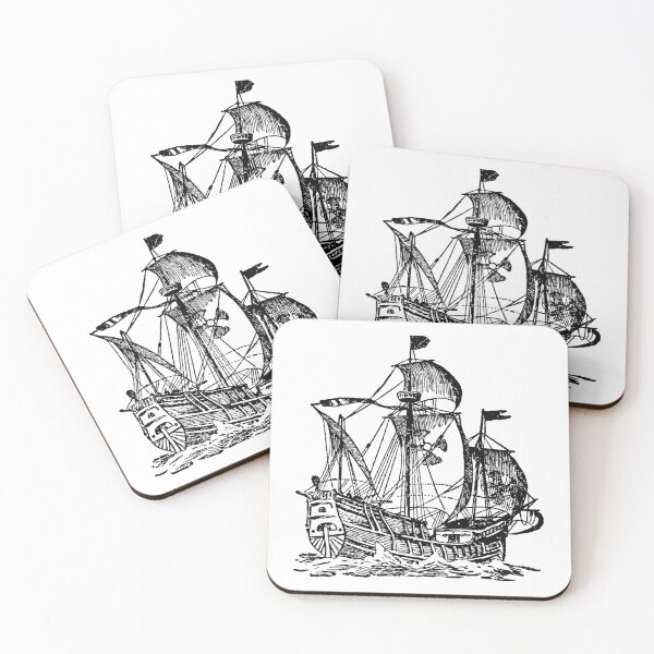 Item preview, Galleon Engraving Black and White designed and sold by SoccaTamam.