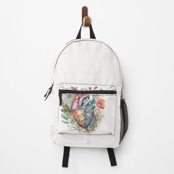Item preview, Heart overgrown with flowers 4 - anatomy floral botanical watercolor illustration designed and sold by EmeraldeaArt.
