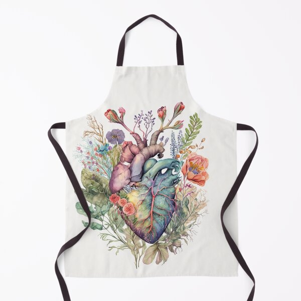 Item preview, Heart overgrown with flowers 4 - anatomy floral botanical watercolor illustration designed and sold by EmeraldeaArt.
