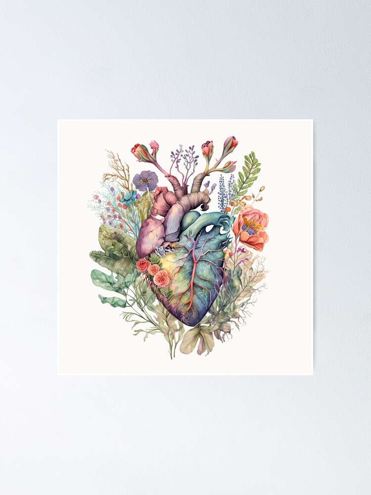 Heart overgrown with flowers 4 - anatomy floral botanical