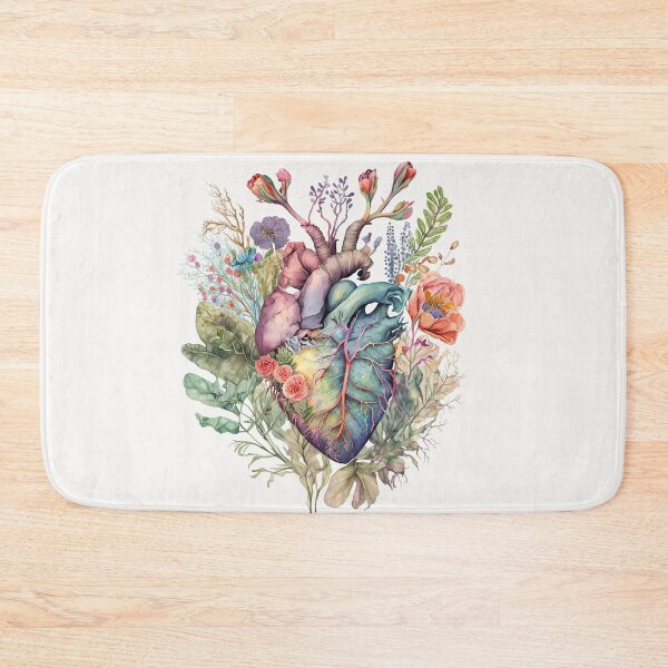 Item preview, Heart overgrown with flowers 4 - anatomy floral botanical watercolor illustration designed and sold by EmeraldeaArt.