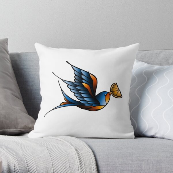 Blue Bird Perched on a Rock - Nature Photography Throw Pillow by Noveltees